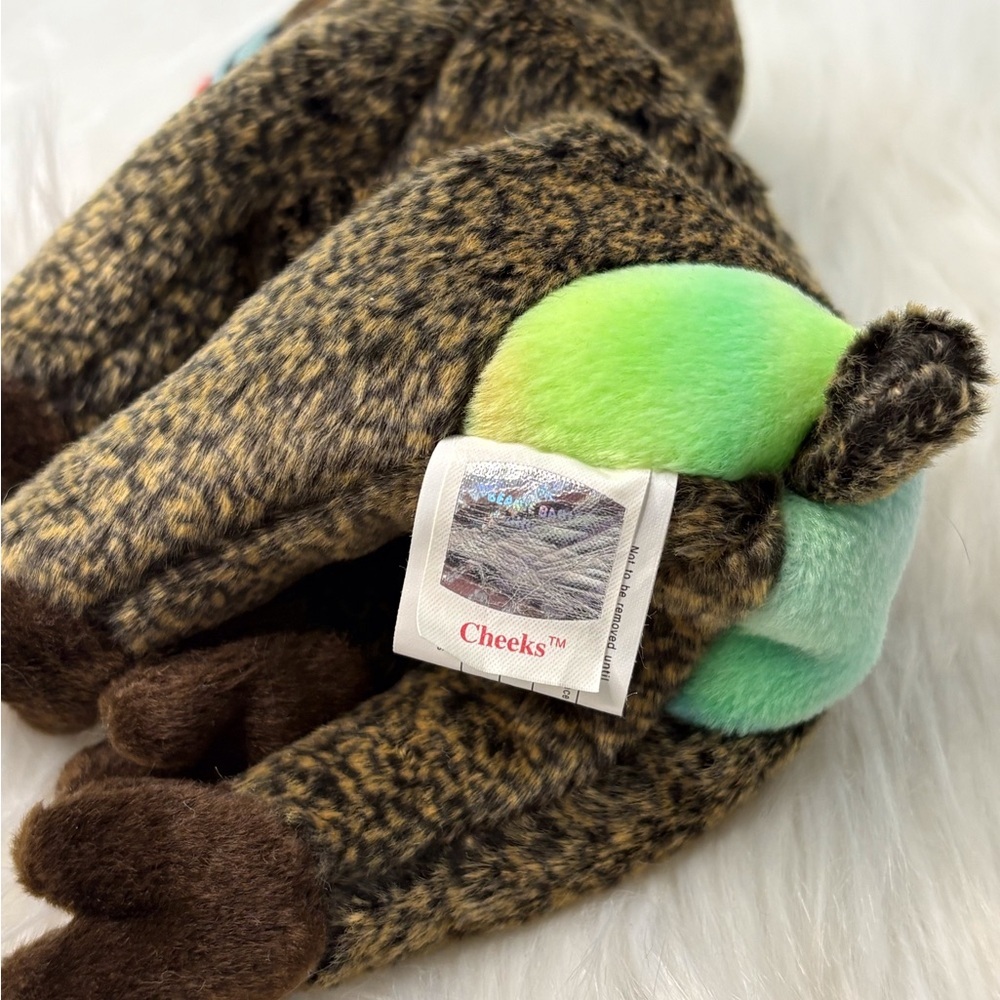 Ty Stuffed Animal Baboon “Cheeks” with Brown and Red Colors 1999. - Picture 3 of 5